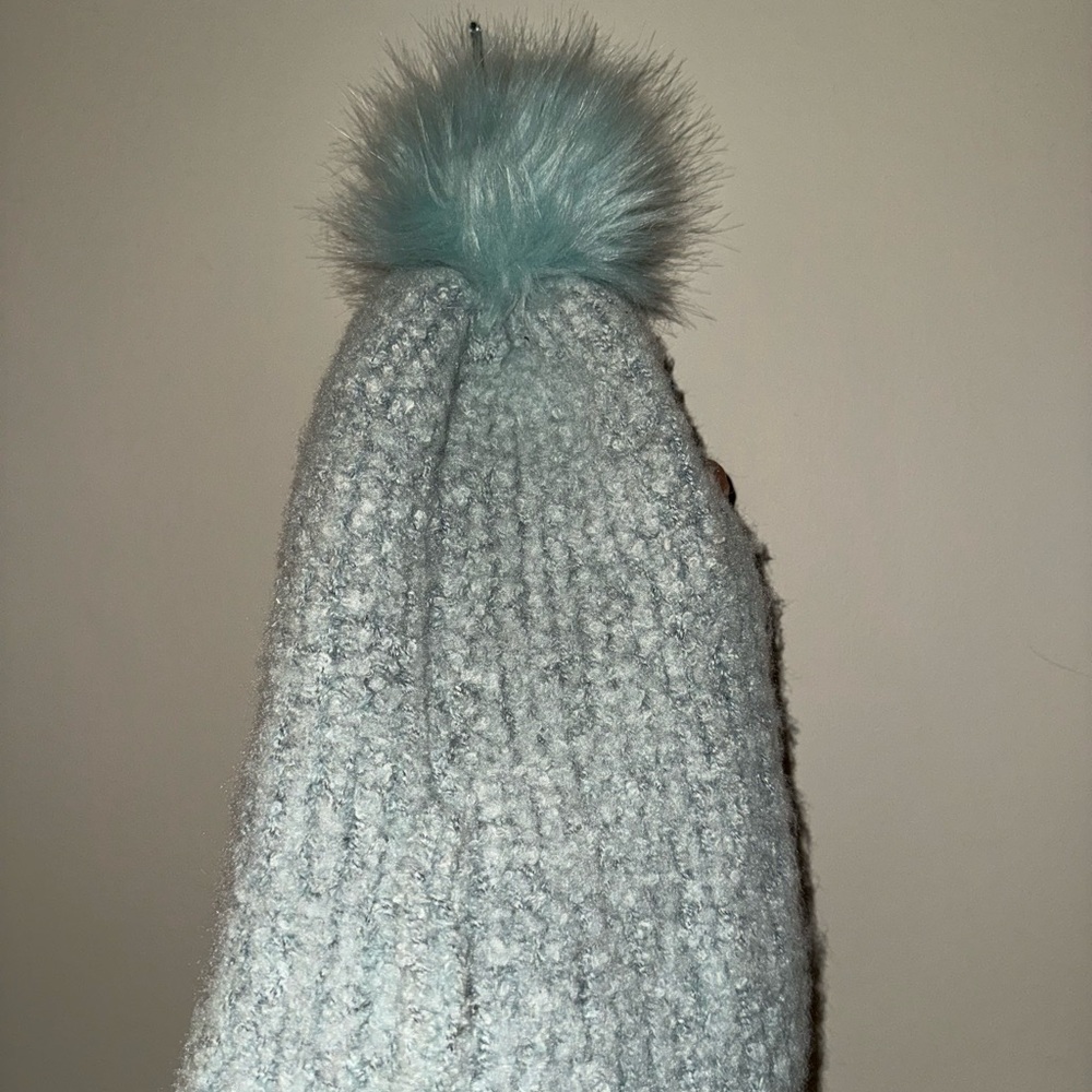 Cozy Blue Knit Beanie with Pom Pom